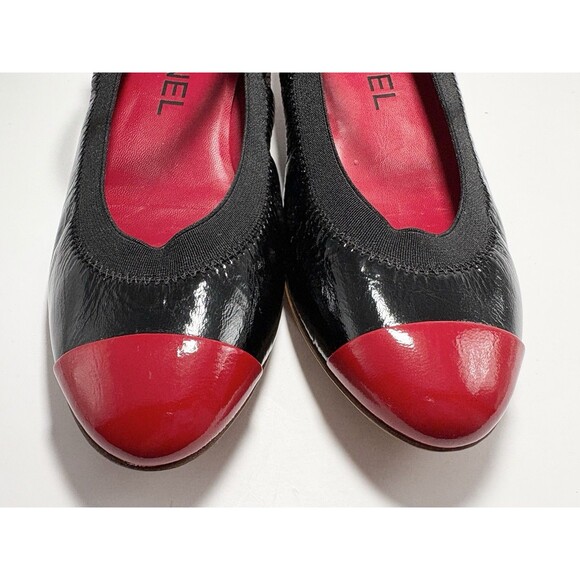 Chanel Mary Jane Block Heels Red & Black Patent Leather Cap Toe Sz EU 36 6 - Picture 8 of 10